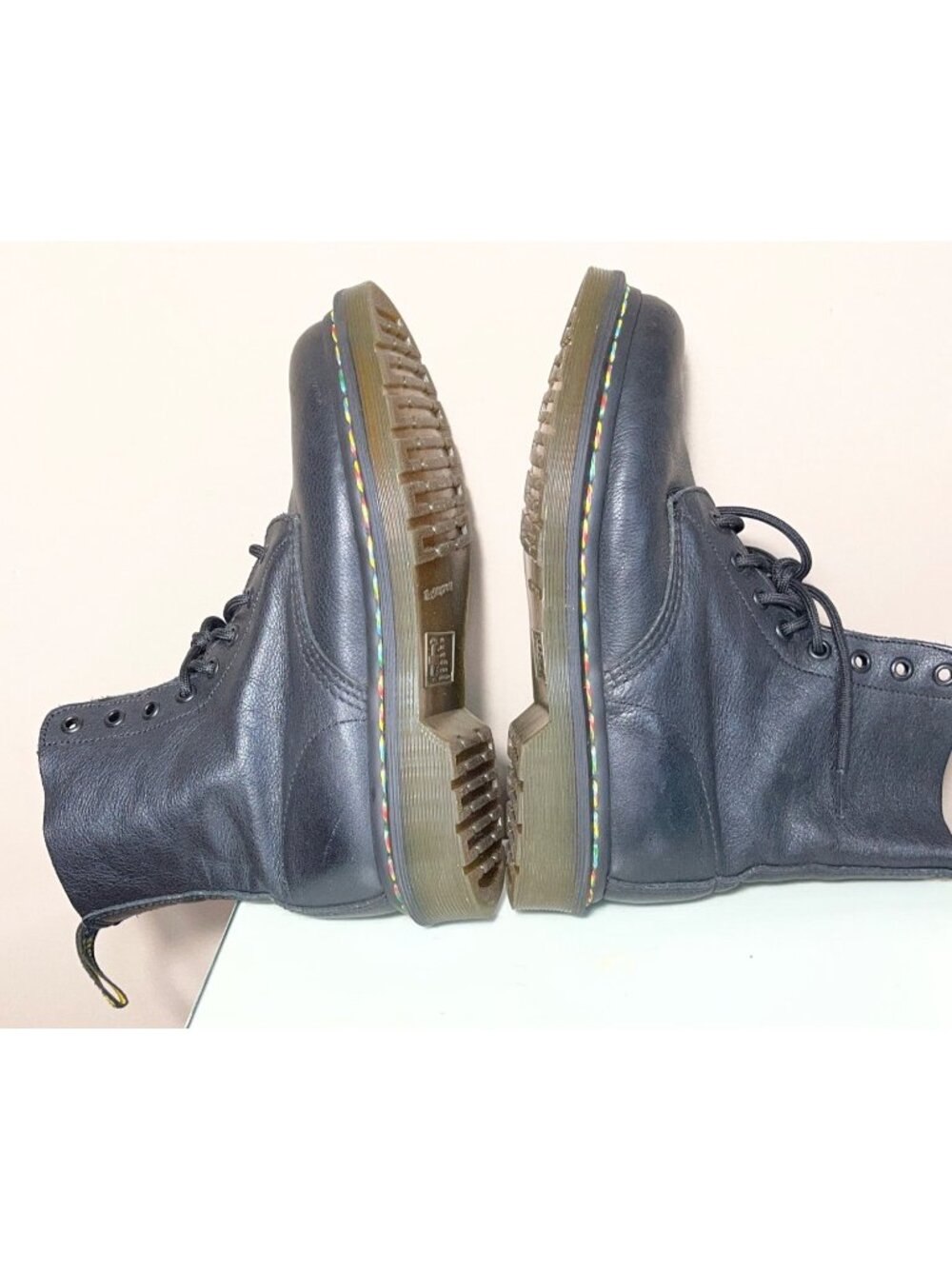 Dr Martens Boots AirWair Black 1470 Pascal Rainbow Combat Moto Leather Wom 7 - Picture 7 of 9